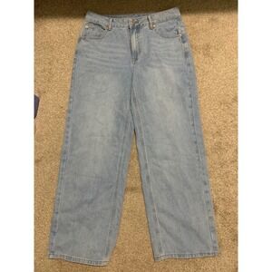 MYOURSA Light Blue Wide Leg Jeans High Waisted Baggy Denim Pants MYJ614 Size M